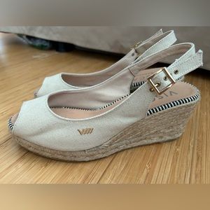 Viscata Gavina Canvas Slingback Wedge with Ankle Strap